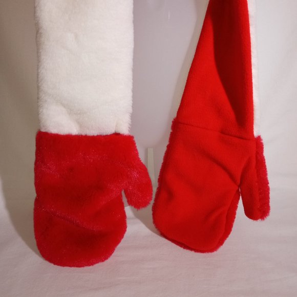 Santa Winter Hat with Attached Mittens - Picture 4 of 8